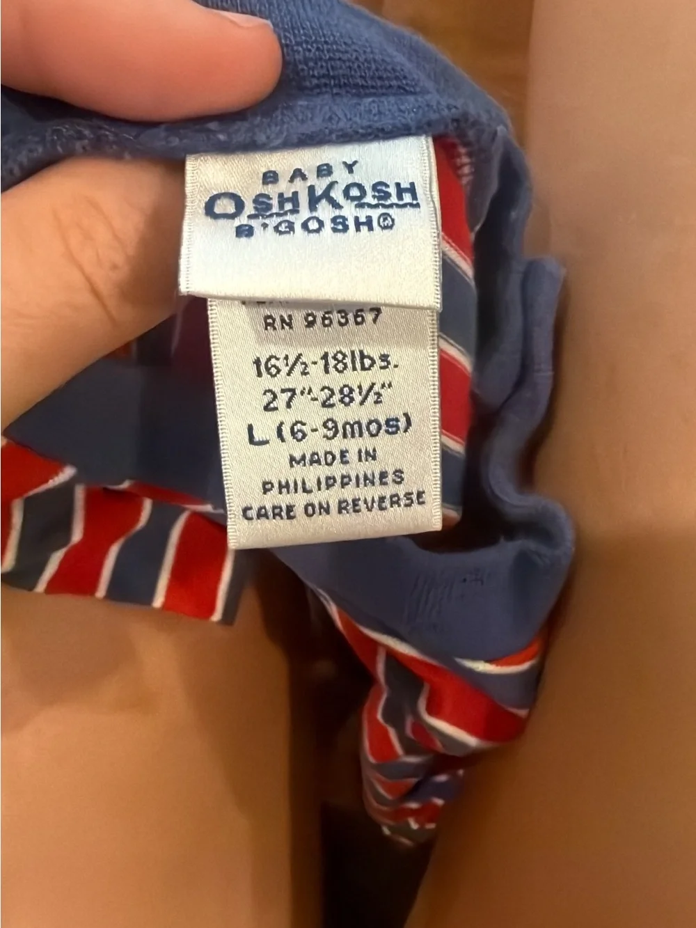 Vintage OshKosh B'gosh Red & Blue Striped Kids Romper